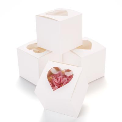 China Transparent Love Heart PVC Window Cake Packing Box 6cm 7.5cm Cavity Paper Square Handmade Cupcake Box for sale