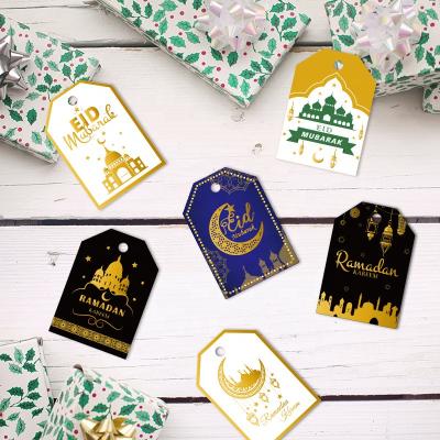 China 48 other pieces/pack Bronzing Eid Ramadan Paper Tags Card DIY tag for Eid Mubarak Favors Hanging Tags Gift wrapping tags for sale