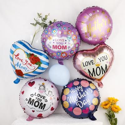 China Foil Round 18 Inch Heart Mom Happy Mother Mothers Day Party Decoration Foil Balloons for sale