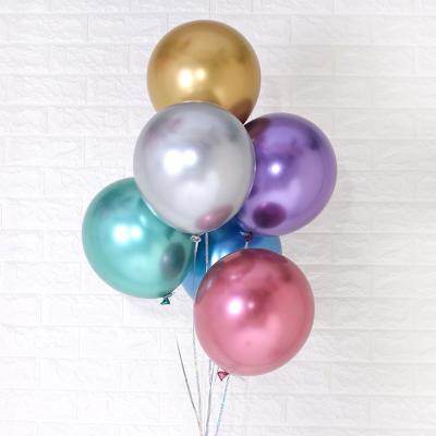 China Gift Toy 50 Pcs/Pack 12 Inch Round Party Chrome Latex Metallic Balloons For Wedding Home Balloon Birthday Decor Globos for sale