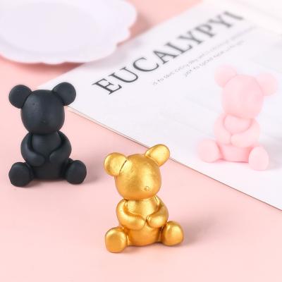 China Soft Clay Bear Cake Topper Decoration Cartoon Acrylic Animals Ornament for sale