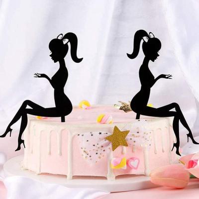 China Acrylic Cake Topper Silhouette Acrylic Gold Girl High Heels Cake Decoration for sale