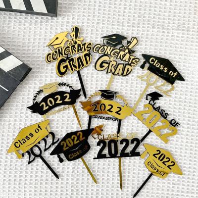 China Acrylic 2022 Celebrate Graduate Themed Acrylic Cake Topper Decoration for Graduation Party Decoration Cupcake Toppers for sale