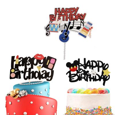 China Paper Cake Topper Happy Birthday Theme Paper Card Decoration for sale