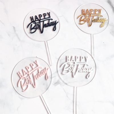 China Topper Bag Decoration Cupcake Toppers Transparent Poly Acrylic Cake Around Clear Cake Topper Happy Birthday Width 9cm, width 9cm for sale