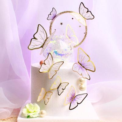 China 5 Pcs/Package Cupcake Decoration Gold 3D Butterfly Paper Cakes Topper Decoration Set For Happy Birthday Wedding Cake Decoration for sale