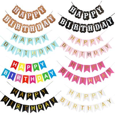 China Paper Tan Paper Happy Birthday Banners Flags Banner Flag Set for sale