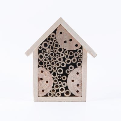 China Hot Sale Insect Hotel Bee House Beehive Natural Wooden House For Outdoor Garden for sale