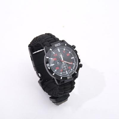 China Outdoor Camping Climbing Climbing Watch Flint Loose Braided Compass Survival Rope Watch JETSHARK Polyester Water Proof Mountaineering Watch for sale