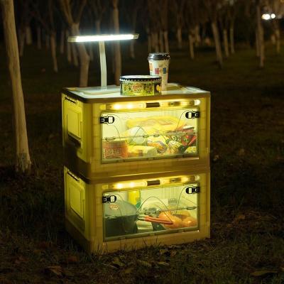 China LED folding storage boxes camping storage box outdoor folding household organizing picnic for home for sale