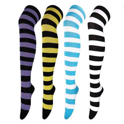 China Sporty Women Striped Over The Knee Thigh Socks Fashion Comfortable Leg Warmer Stockings for sale