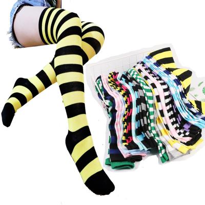 China Sporty Fashion Striped Over The Knee Thigh Socks Women Sports Comfortable Stockings For Daily Party for sale