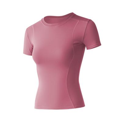 China Breathable Custom Printing Logo Women Slim Short Sleeve Yoga Tops Sports Fitness Quick Dry T-Shirts for sale