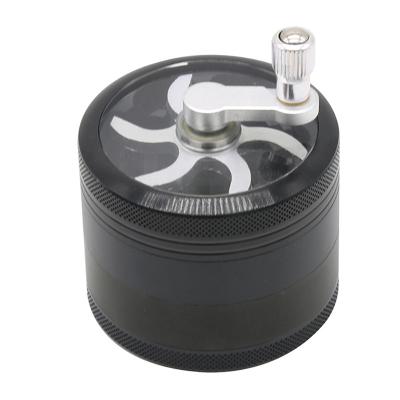 China CNC Teeth 63MM Sharp Aluminum Alloy Herb Grinder With Crank Handle for sale