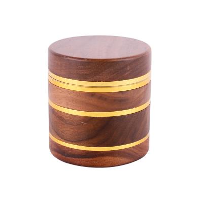 China Wooden Grinder High Quality Lightweight Durable Smoking Accessories Tobacco Aluminum Alloy Wooden Herb Grinder 4 Parts for sale