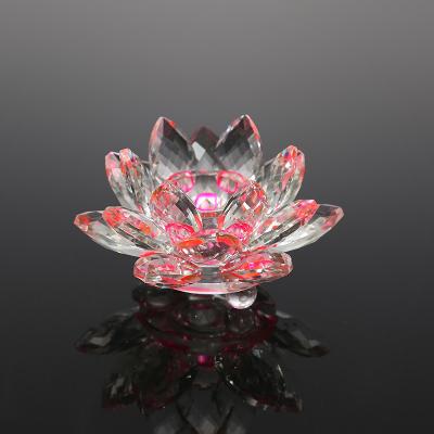 China CJ-hot sale Crystal Tea Light Candlestick Holder colorful Crystal Flower Lotus Candle Stage Holders for sale