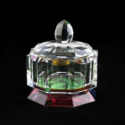 China Sustainable CJ-Classic Handmade Glass Candy Jar With Lid K9 Crystal Glass Sugar Bowl for sale