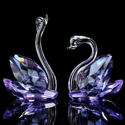 China Decorative handmade purple CJ-classic K9 creative Crystal Swan from Europe Christmas crafts for sale