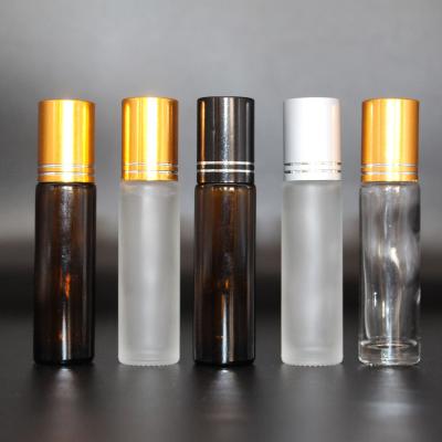 China CJ-Wholesale Personal Care 10ml Amber Glass Essential Oil Roller Perfume Glass Empty Bottle for sale