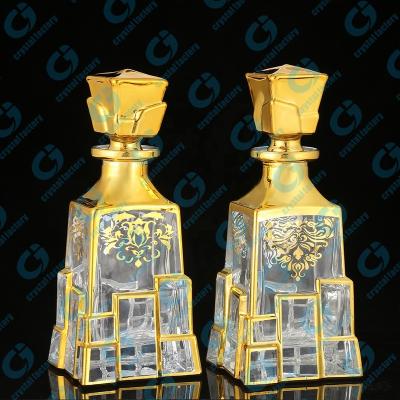 China CJ-150ml Eco-Friendly Recyclable Decorative UV Gold Customized Arab Glass Perfume Oil Display Bottles for sale