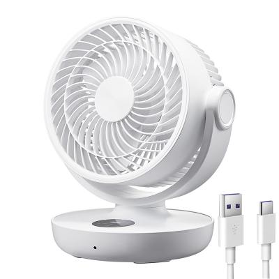 China Battery Powered Table Air Circulator Oscillating Desk Fan DC en venta