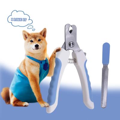 China Stocked 2 in 1 Dog CatNail Clippers Stainless Steel Paw Claw Trimmer Scissors with Free Nail Fileer for sale