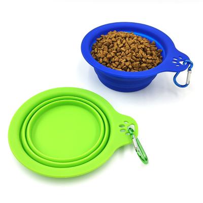 China Multicolor Portable Collapsible Pet Bowl Silicone Double Travel Feeders High Quality Collapsible Pet Food Bowl For Dogs for sale