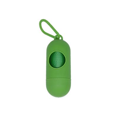 China Capsule Shape Pet Poop Bag Holder Stocked With Plastic Bag Poop Bag Dispenser Portable Pet Waste Collection for sale