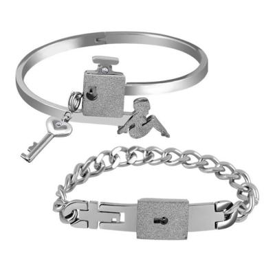 China Personalized Stainless Steel Jewelry Key Lock Couples Fashion Bracelet for sale