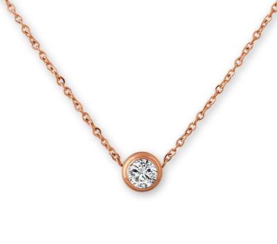 China Diamond Pendant Necklace Rose Gold  Stainless Steel Necklace 450mm length necklace for sale