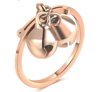 China Bell Pendant Ring Stainless Steel Materials Ring  18K Pink Color Wedding Ring for sale