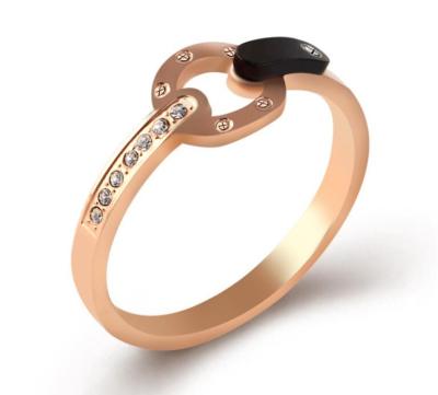 China Fashion Rose Gold and Diamond Ring Stainless Steel Jewelry 316L Zircon Ring for sale