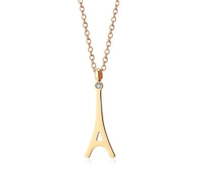 China Eiffel Tower Pendant Stainless Steel Necklace 18K Gold Plating Fashion Jewelry Necklace for sale