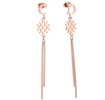 China Earring Supplier Popular Fringe Earrings Zirconia Long Gold Metal Tassel Earrings Exclusive design Tassel Earring for sale