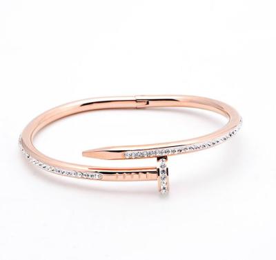 China Cartier Nail Bracelet , Diamond Nail Bangle for Girls, 18K Rose Gold Diamond Stainless Steel Fashion Jewelry for sale