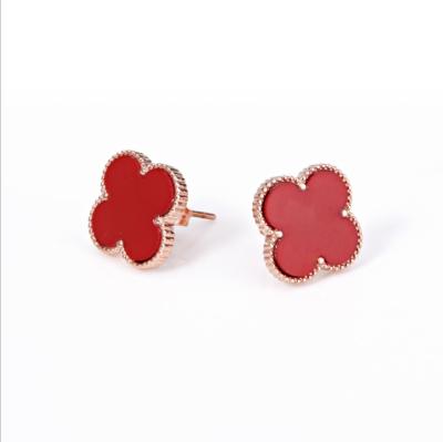 China Four-leaf clover shape  Acrylic stainless steel earrings Titanium steel hypoallergenic color earrings for sale