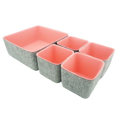 China Sustainable Recycled PET Material Makeup Jewelry Storage Container Felt Storage Bin For Drawer for sale