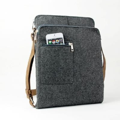 China Fully Protective / Eco-friendly Design Popular Men Travel Business Briefcase Felt Messenger Bag With Long Strap for sale