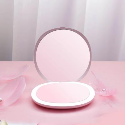 China Lighted Beauty Mirror Plastic Small Ball With Led Lights Sublimation Makeup Handheld Magic Led Mirror for sale