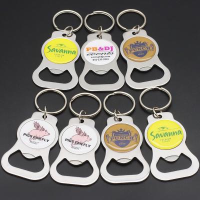 China Viable Stainless Steel Epoxy Sublimation Beer Bottle Opener Metal Key Chain Key Chain Custom Key Chain Bottle Opener With Logo for sale