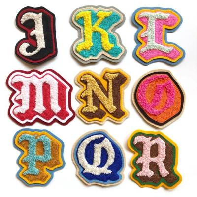 China Other Designer 3D Heat Transfer Chenille Embroidery Patch Woven Letter Logo Patch Custom Iron On Chenille Embroidery Embroidered Patch for sale