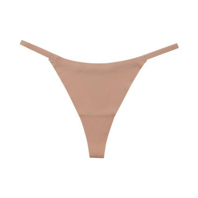 China Seamless Invisible G Thong - Antibacterial High Quality Silk Seamless Thong Back Ice T Underwear Panties Women String Panties for sale