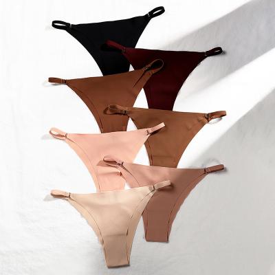 China Cheap ice-silk women cotton thong ladies hot girl panties sexy custom made seamless fancy solid color antibacterial wholesale for sale