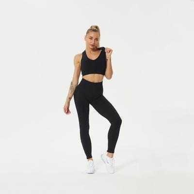 China Wholesale Custom Logo Women Running Gym Yoga Sports Set Bra Tops Ladies Workout Fitness Sports Lift Up Sports Bra Set for sale