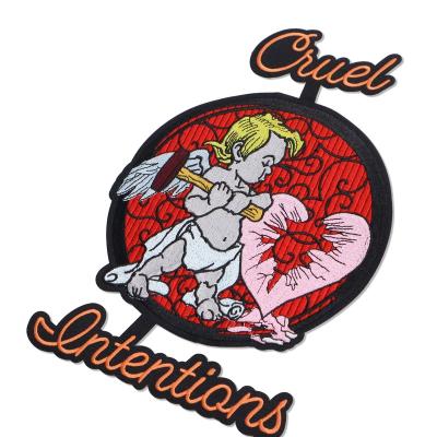 China Sustainable Custom Clothes Accessories / Woven Patch Embroidery Heat Press Angel Big Badges Embroidered Patches for sale