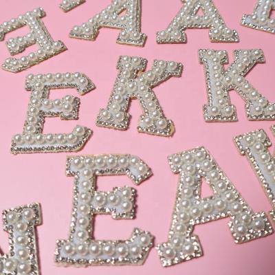 China Viable Hot Selling Custom Sequin Bead Patch Letter Applique Rhinestone Bead A-Z Letter Patch For Custom Bag for sale