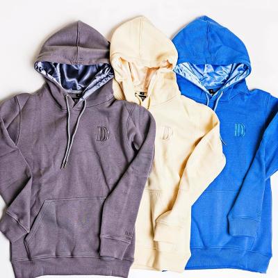 China Custom Wholesale Mens Anti-Wrinkle Custom Mens Hoodie Winter Satin Striped Colorblock Oversized Plain Silk Hood for sale