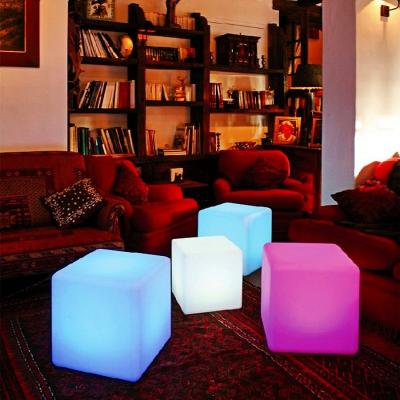 China PE plastic material factory direct sale furniture portable modern lightweight led mobile waterproof outdoor led cube chair led glossy cube for sale