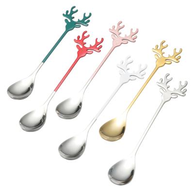 China Cheap Christmas 304 Stain Sustainable 18/10 Stainless Steel Covered Gold Set Honey Coffee Tea Spoon for sale