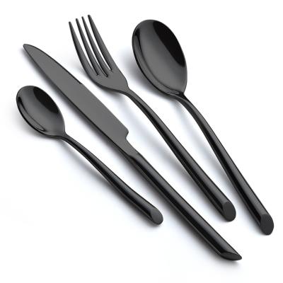 China Unique Design Viable Luxury Stainless Steel Mirror Polish Black Cutlery Set for sale